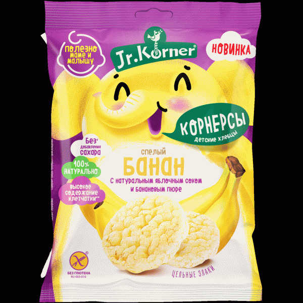 Хлебцы-мини Jr.Korner Корнерсы спелый банан 30г - в магазине «Чижик»