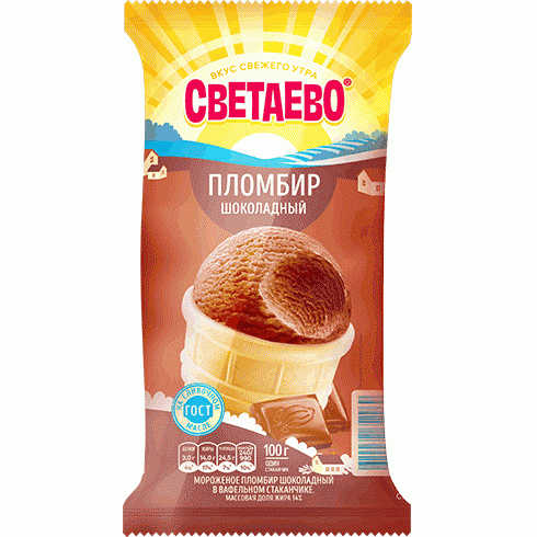 Мороженое СВЕТАЕВО пломбир шоколадный 100г - в магазине «Чижик»