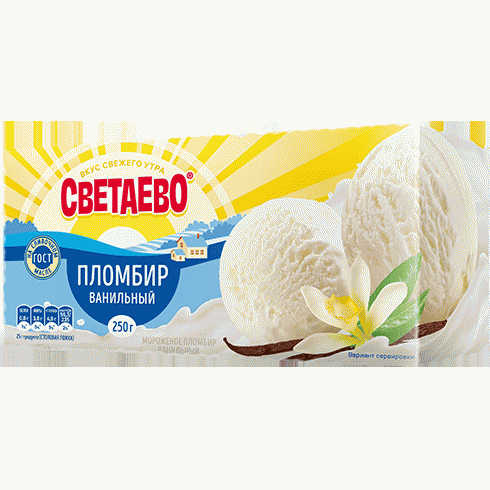 Мороженое СВЕТАЕВО пломбир ванильный 15% 250г - в магазине «Чижик»