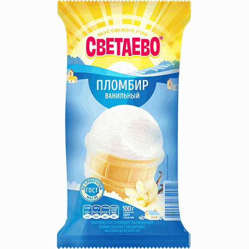 Мороженое СВЕТАЕВО пломбир ванильный 100г - в магазине «Чижик»
