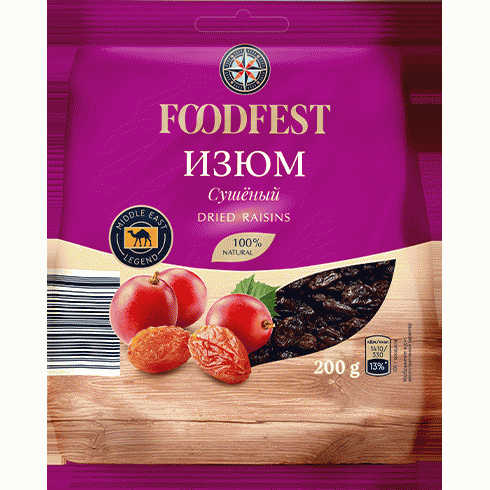 Изюм FOODFEST сушеный 200г - в магазине «Чижик»