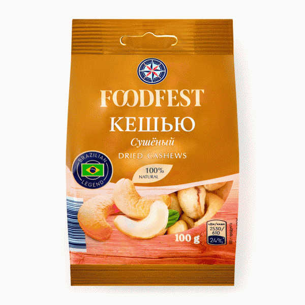 Кешью FOODFEST сушеный 100г - в магазине «Чижик»