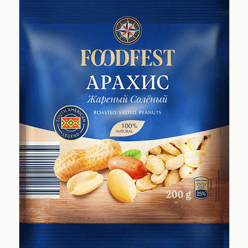 Арахис FOODFEST жареный соленый 200г - в магазине «Чижик»
