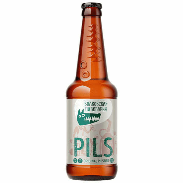 Пиво Волковская Пивоварня Pils светлое паст. фильт. 5.2% 450мл - в магазине «Чижик»