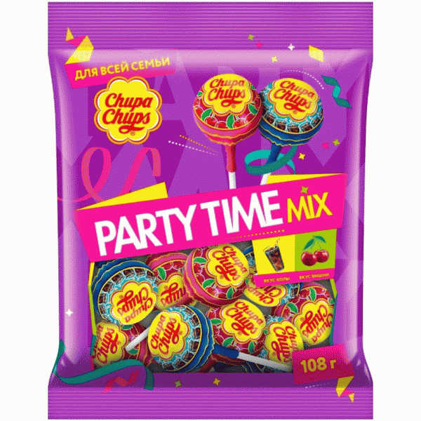 Карамель Chupa Chups Рarty Time Mix кола и вишня 108г - в магазине «Чижик»