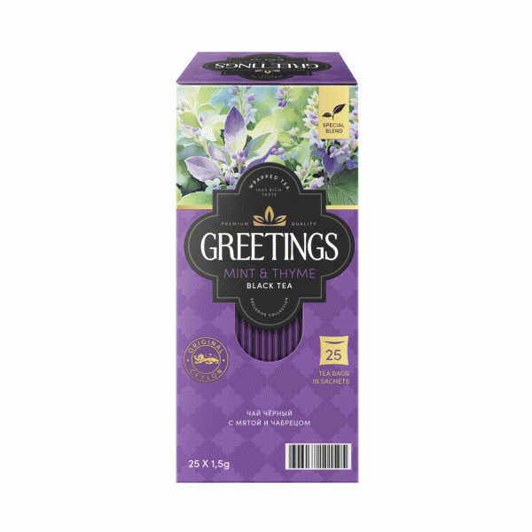 Чай GREETINGS Mint and Thyme черный 25х1.5г - в магазине «Чижик»
