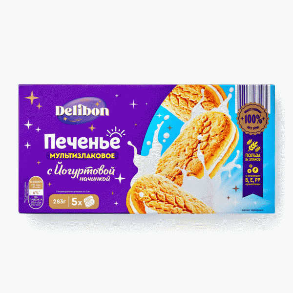 Печенье DELIBON мультизлаковое с йогурт. начинкой 283г - в магазине «Чижик»
