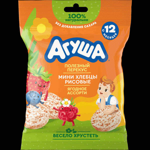 Хлебцы Агуша Ягодное ассорти рисовые 30г - в магазине «Чижик»