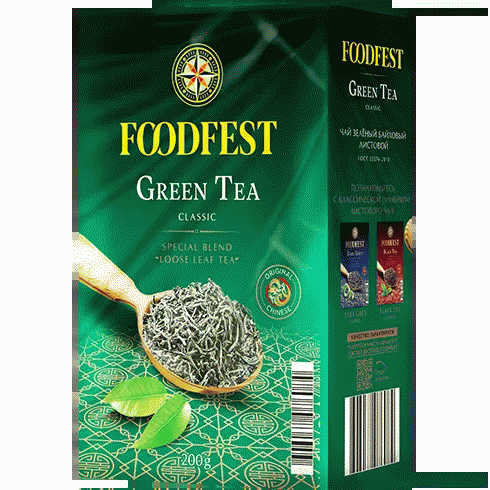 Чай FOODFEST Green Tea Classic зеленый байховый 200г - в магазине «Чижик»