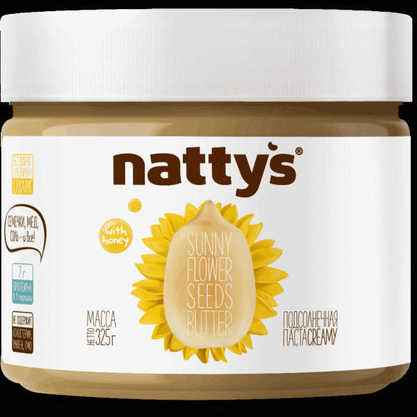 Паста Nattys семечки подсолнуха с мёдом 325г - в магазине «Чижик»