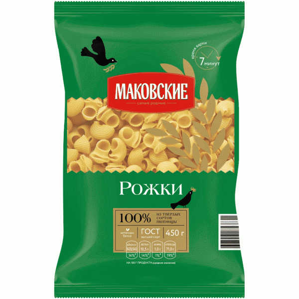 Макароны МАКОВСКИЕ Рожки 450г - в магазине «Чижик»