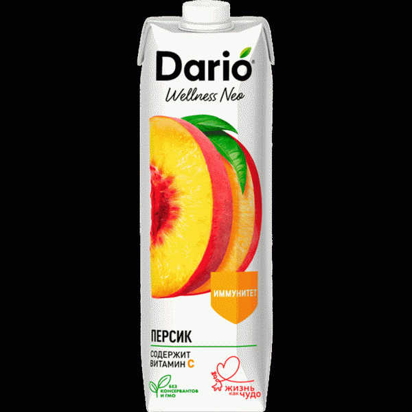Нектар Dario Wellness Персик с мякотью 1л - в магазине «Чижик»