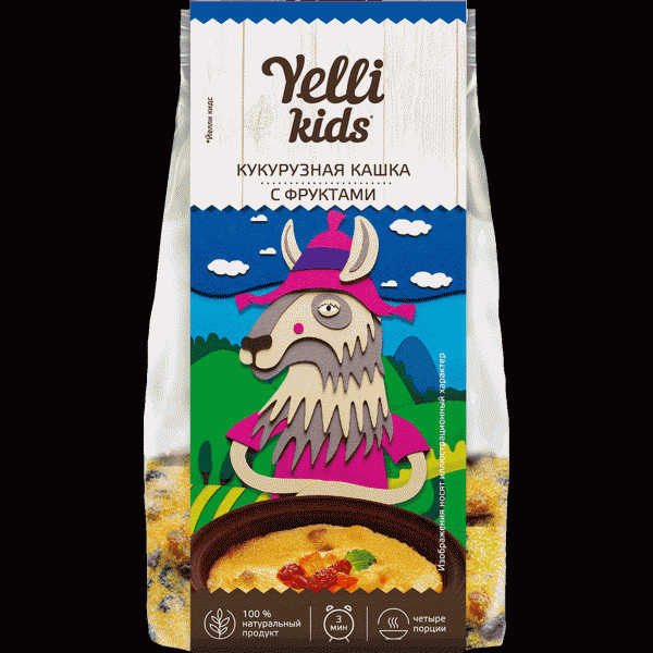 Каша Yelli Kids кукурузная с фруктами 120г - в магазине «Чижик»