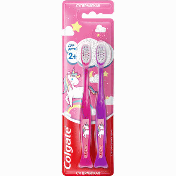 Зубная щетка Colgate для детей 2+ супермягкая 2шт - в магазине «Чижик»