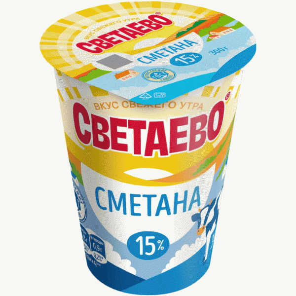 Сметана СВЕТАЕВО 15% 300г - в магазине «Чижик»