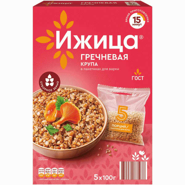 Крупа ИЖИЦА гречневая ядрица 5х100г - в магазине «Чижик»