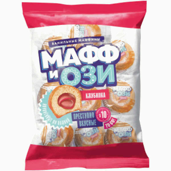 Маффины Мафф и Ози ванильн. с клубничной нач. 450г - в магазине «Чижик»