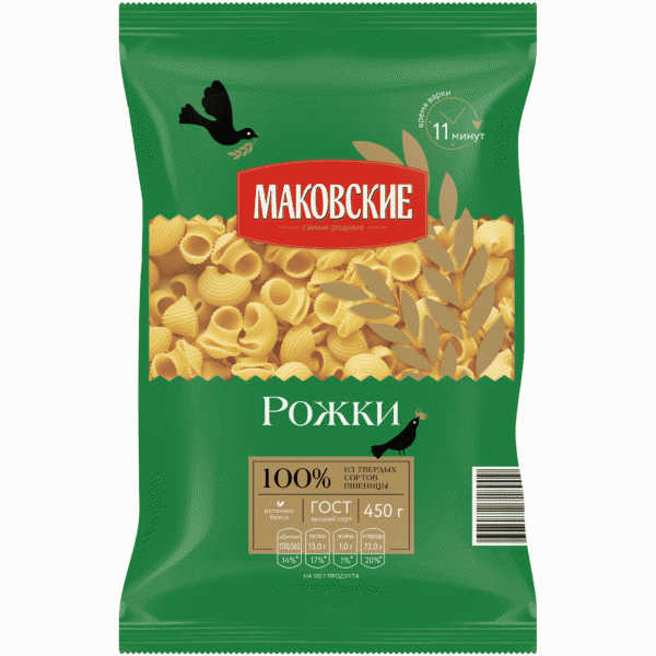 Макароны МАКОВСКИЕ Рожки 450г - в магазине «Чижик»