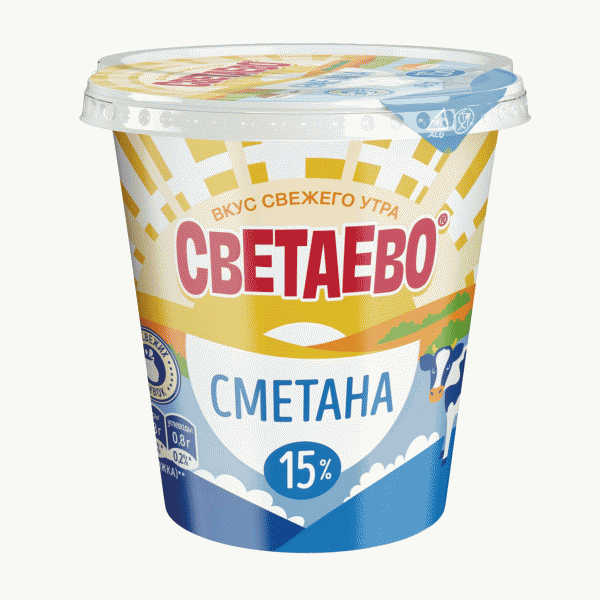 Сметана СВЕТАЕВО 15% 300г - в магазине «Чижик»