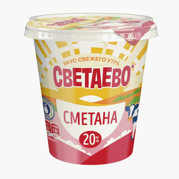 Сметана СВЕТАЕВО 20% БЗМЖ 300г - в магазине «Чижик»