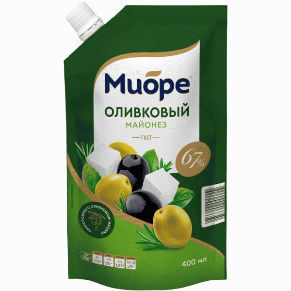 Майонез МИОРЕ Оливковый 67% 400мл - в магазине «Чижик»
