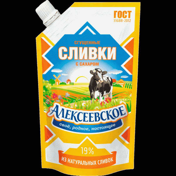 Сливки Алексеевское сгущенные с сахаром 19% 270мл - в магазине «Чижик»
