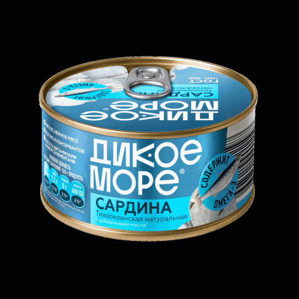 Сардина ДИКОЕ МОРЕ тихоокеанская натур. с доб. масла 240г - в магазине «Чижик»
