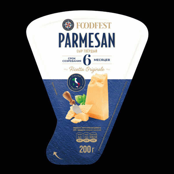 Сыр FOODFEST Parmesan твердый 40% 200г - в магазине «Чижик»