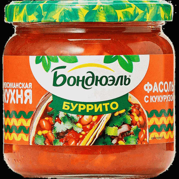 Фасоль Бондюэль Буррито красная в соусе с кукурузой 360г - в магазине «Чижик»