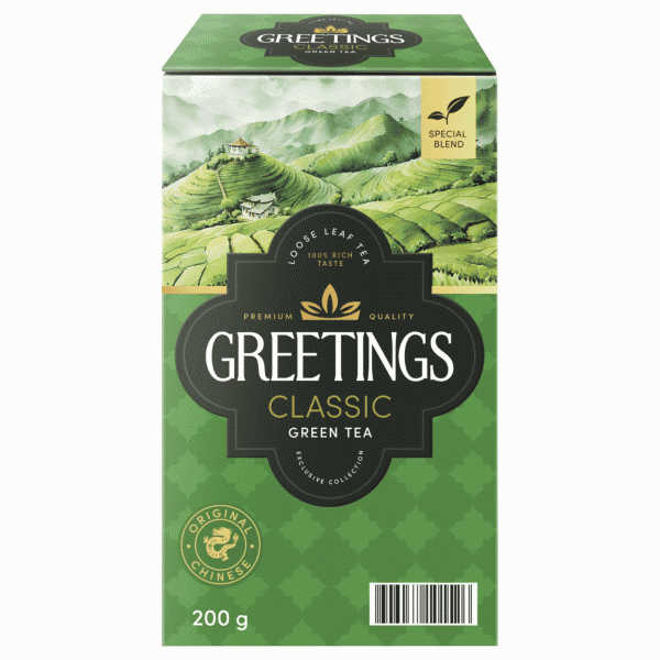 Чай GREETINGS Classic зеленый листовой 200г - в магазине «Чижик»