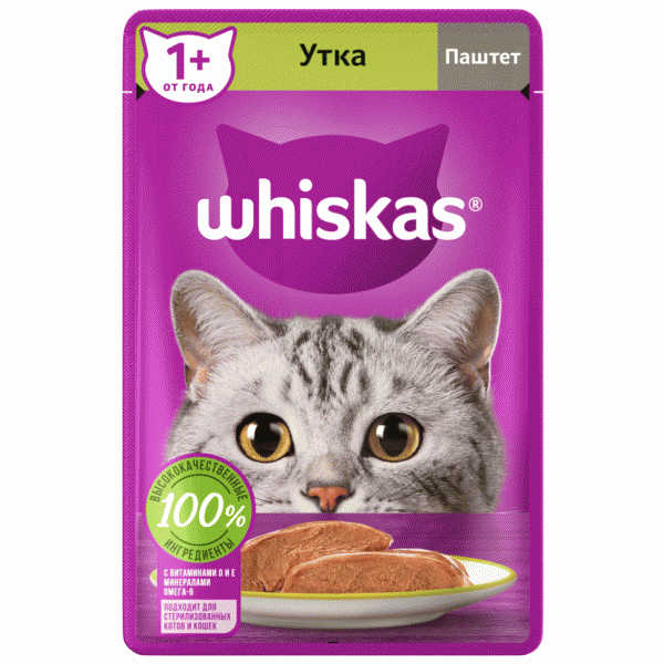 Корм влажный Whiskas паштет с уткой для кошек 75г - в магазине «Чижик»