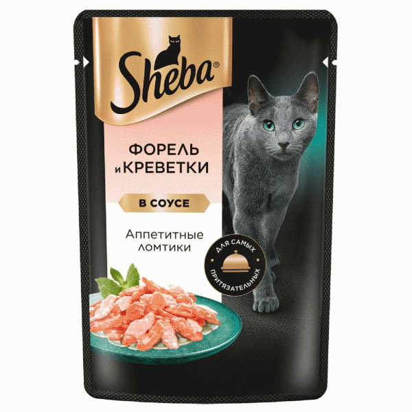 Корм Sheba Ломтики форель и креветки в соусе для кошек 75г - в магазине «Чижик»