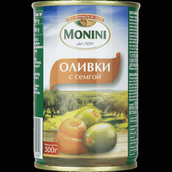 Оливки Monini с сёмгой 300г - в магазине «Чижик»