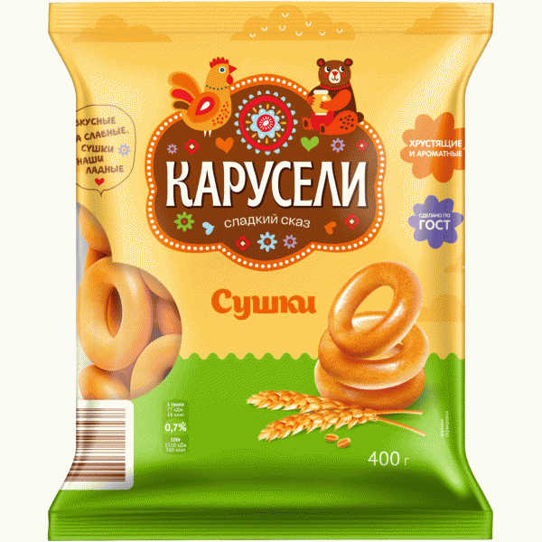 Сушки КАРУСЕЛИ Простые 400г - в магазине «Чижик»