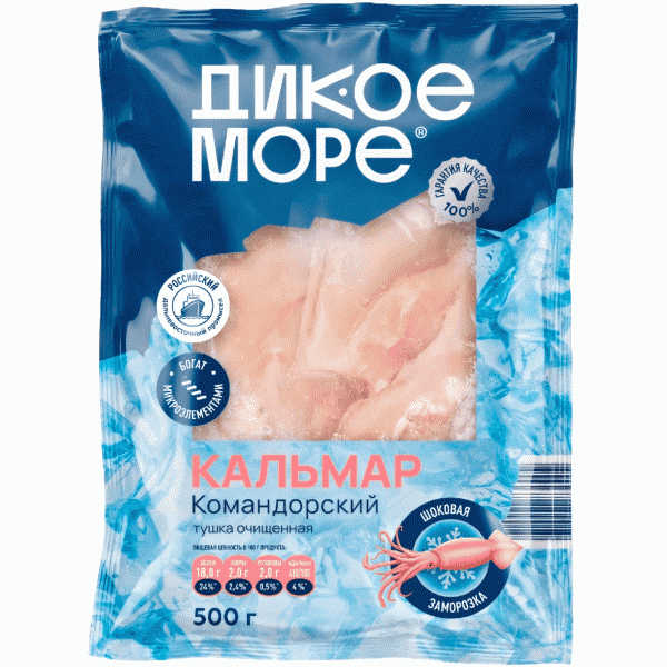 Тушка кальмара ДИКОЕ МОРЕ командорского зам. 500г - в магазине «Чижик»