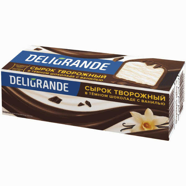 Сырок DELIGRANDE в темном шоколаде с ванилью творожный 26% 50г - в магазине «Чижик»