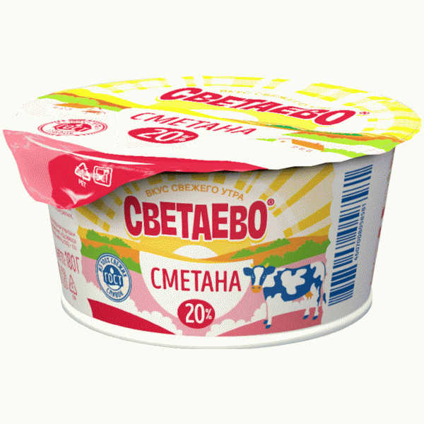 Сметана СВЕТАЕВО 20% БЗМЖ 180г - в магазине «Чижик»