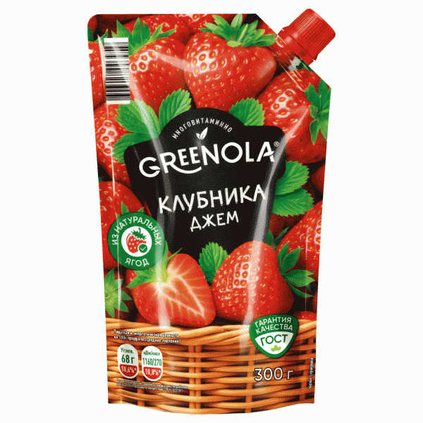 Джем GREENOLA клубничный 300г - в магазине «Чижик»
