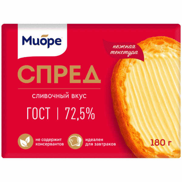 Спред МИОРЕ растительно-жировой 72,5% 180г - в магазине «Чижик»