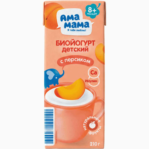 Биойогурт АМА МАМА с персиком детский 2,5% 210г - в магазине «Чижик»