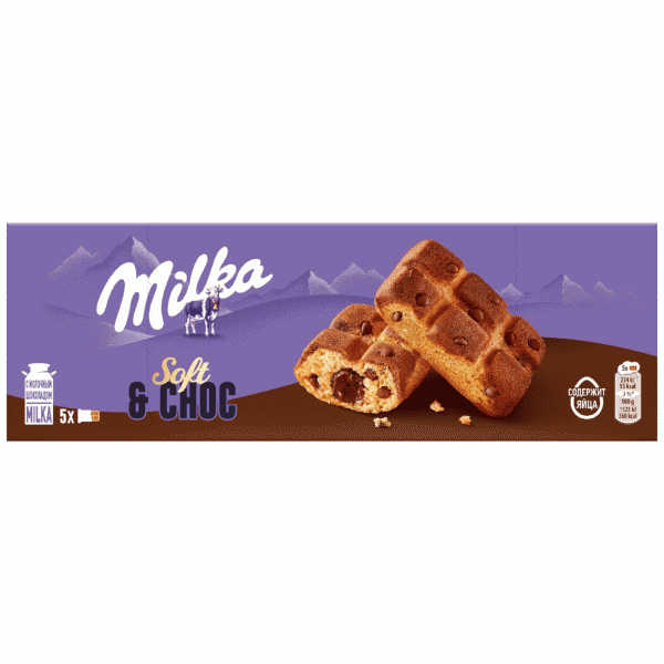 Пирожное Milka с начинкой и кусочками шоколада 175г - в магазине «Чижик»