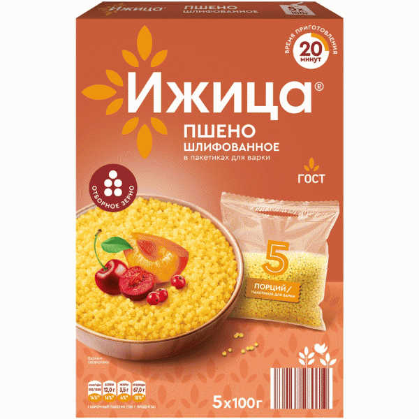 Пшено ИЖИЦА шлифованное 5х100г - в магазине «Чижик»