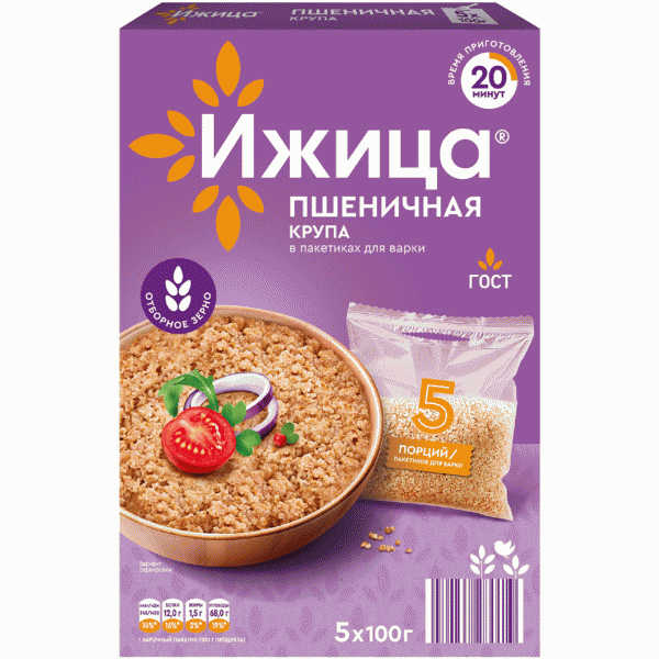 Крупа ИЖИЦА Полтавская №4 пшеничная 5х100г - в магазине «Чижик»