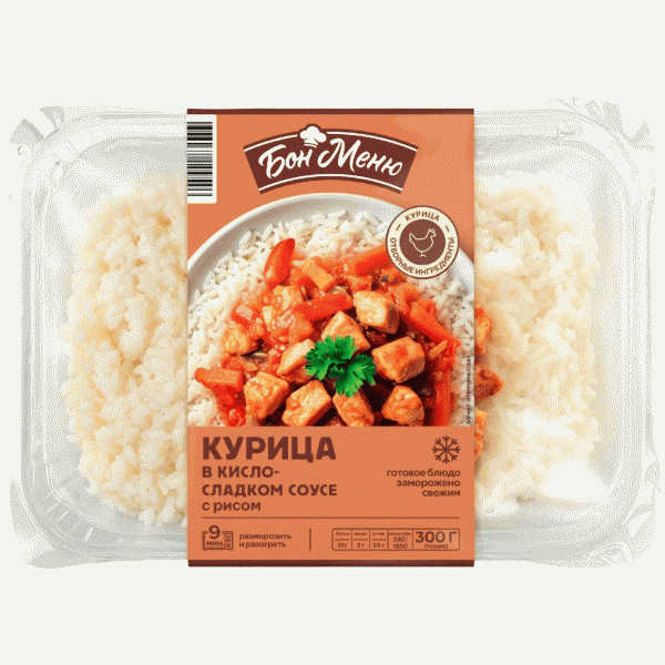 Курица БОН МЕНЮ в кисло-сладком соусе с рисом 300г - в магазине «Чижик»