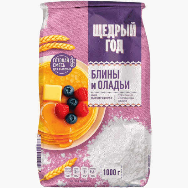 Мука ЩЕДРЫЙ ГОД блины и оладьи 1000г - в магазине «Чижик»