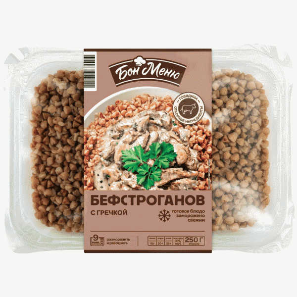 Бефстроганов БОН МЕНЮ с гречкой 250г - в магазине «Чижик»