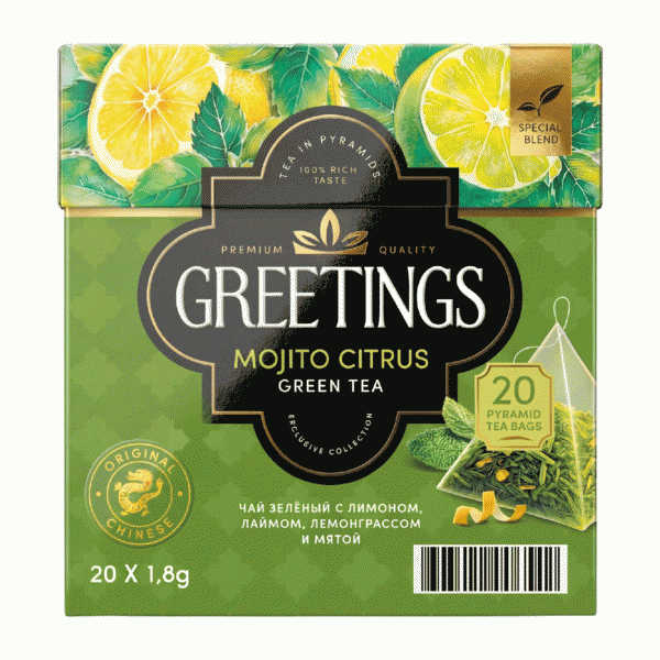 Чай GREETINGS Mojito Citrus Мохито зеленый 20х1,8г - в магазине «Чижик»