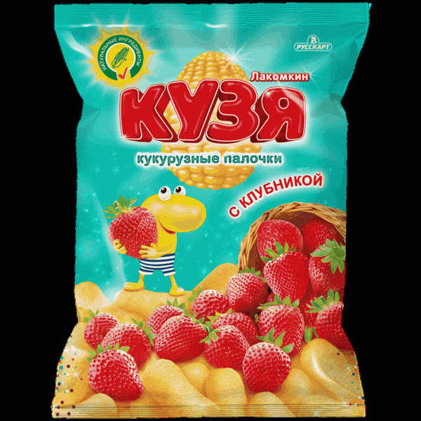 Палочки Кузя Лакомкин кукурузные с клубникой 140г - в магазине «Чижик»
