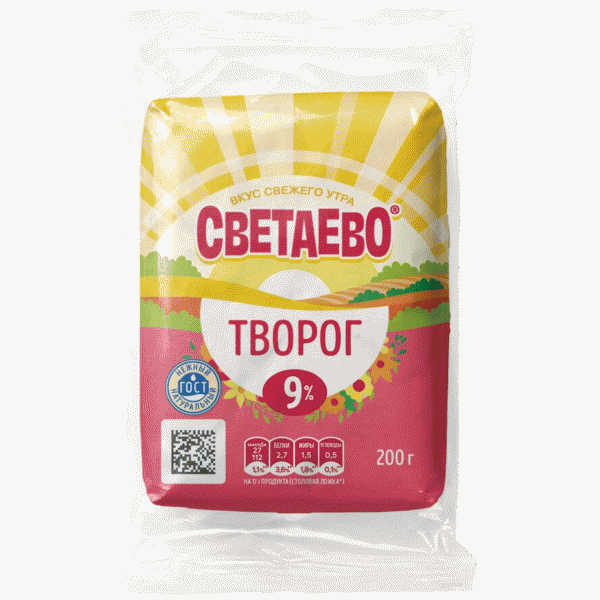 Творог СВЕТАЕВО 9% 200г - в магазине «Чижик»