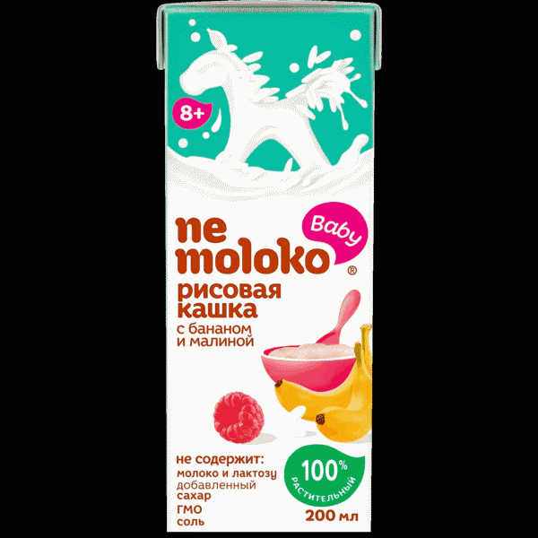 Каша Nemoloko рис. с бананом и малиной безмл. 200мл - в магазине «Чижик»